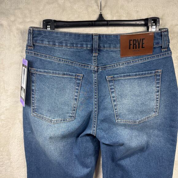 Frye NEW Womens Jeans 4/27 (28) High Rise Amari Cuffed Crop Denim Blue Stretch - Picture 2 of 14